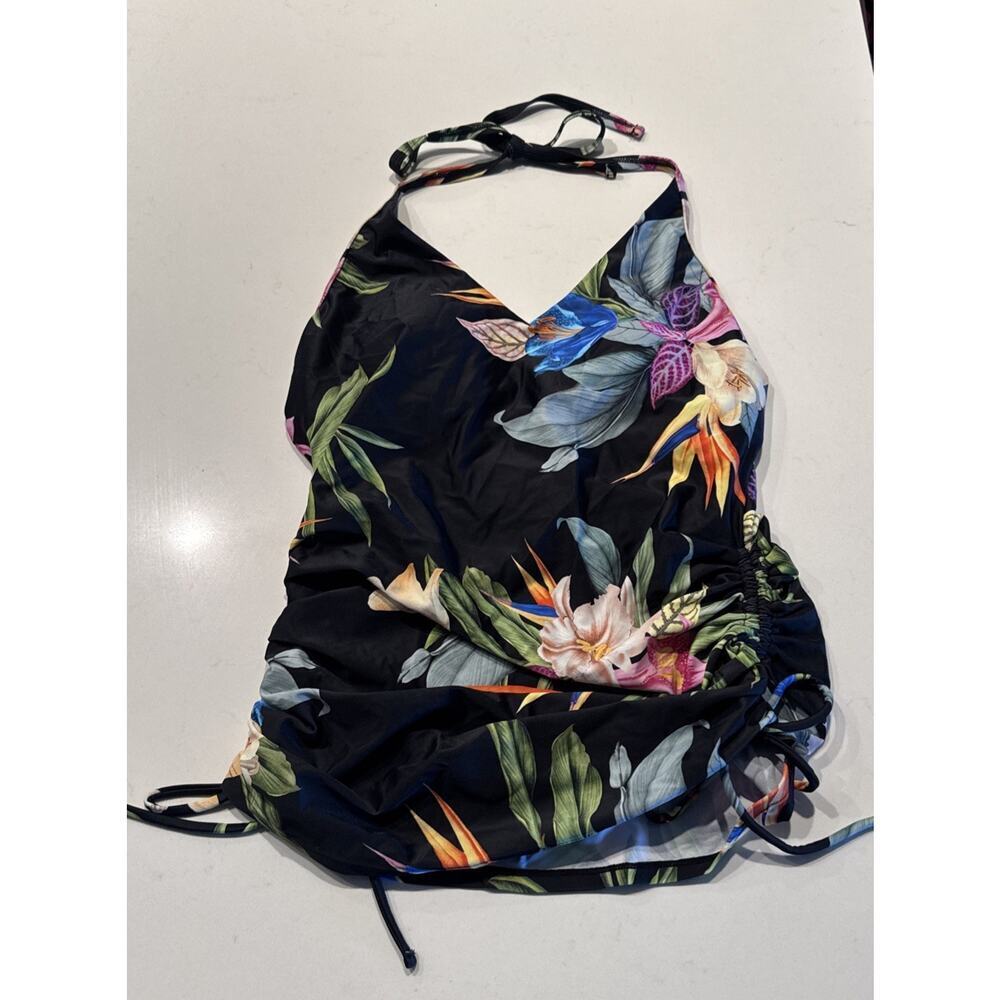 KONA SOL Women’s Size Small Hawaiin Print Halter‎ Swim Tank Takini Tropical